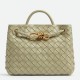 Bottega Veneta Small Andiamo Bag In Travertine Intrecciato Lambskin