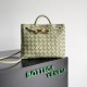 Bottega Veneta Small Andiamo Bag In Travertine Intrecciato Lambskin