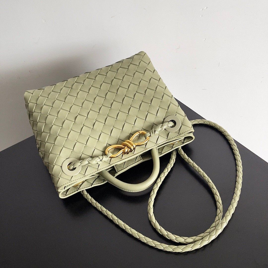 Bottega Veneta Small Andiamo Bag In Travertine Intrecciato Lambskin