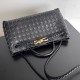 Bottega Veneta Andiamo Small East West Bag In Black Intrecciato Lambskin