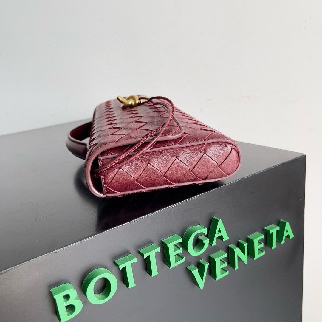 Bottega Veneta Andiamo Clutch with Handle in Barolo Intrecciato Lambskin