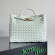 Bottega Veneta Andiamo Medium Bag In Glacier Intrecciato Lambskin