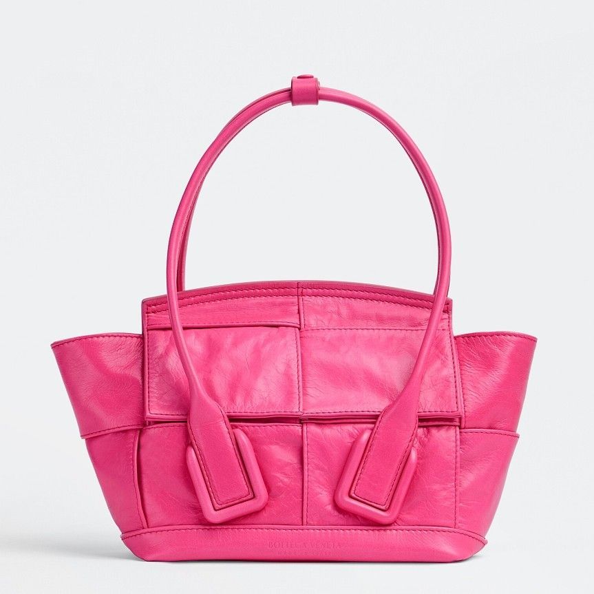 Bottega Veneta Arco Mini Bag In Pink Intrecciato Leather