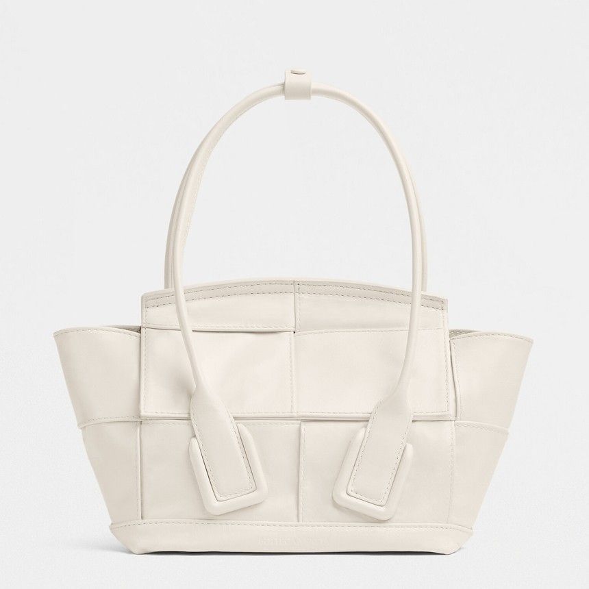 Bottega Veneta Arco Mini Bag In White Intrecciato Leather