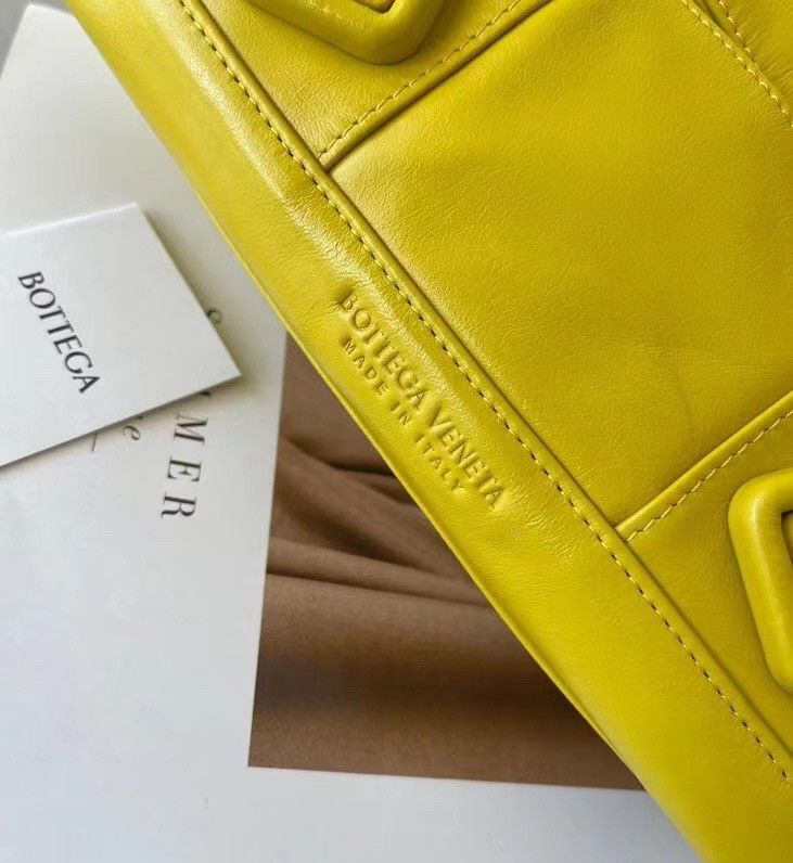 Bottega Veneta Arco Small Bag In Yellow Intrecciato Leather