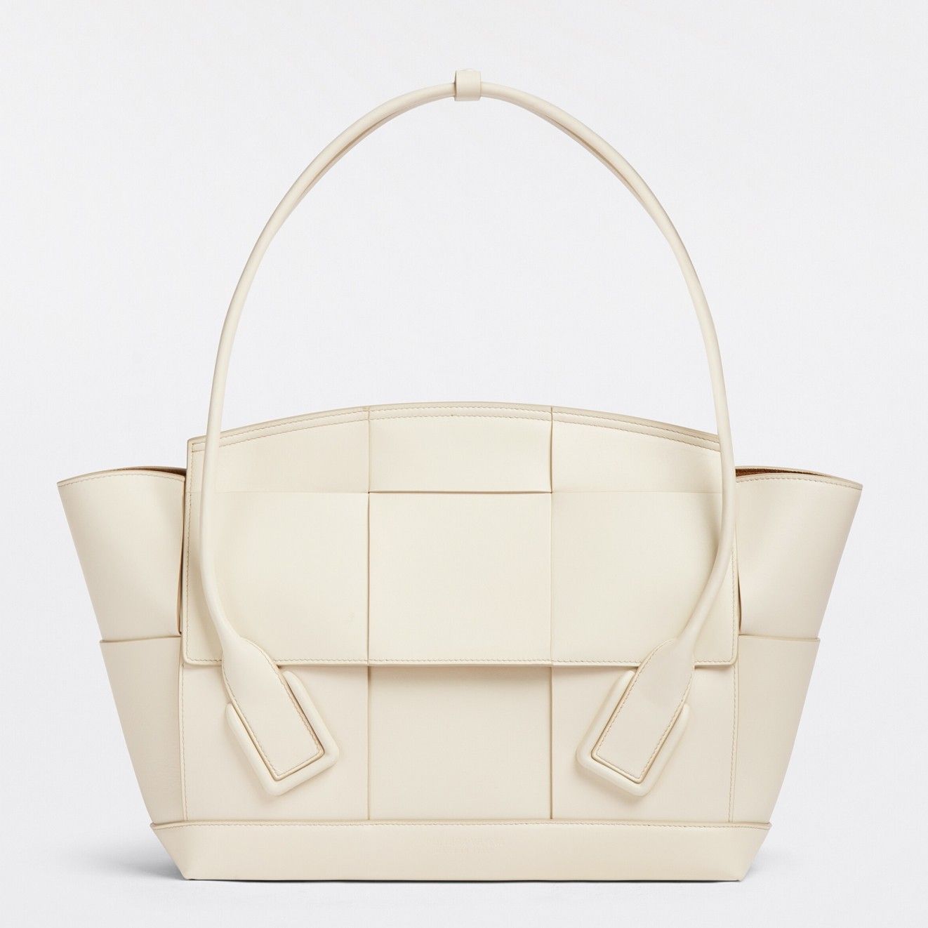 Bottega Veneta Arco Medium Bag In White Intrecciato Calfskin