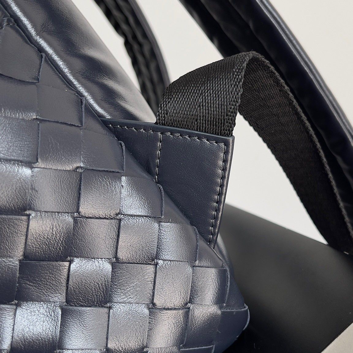 Bottega Veneta Small Backpack In Dark Blue Intrecciato Calfskin