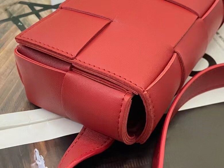 Bottega Veneta Cassette Belt Bag In Red Lambskin