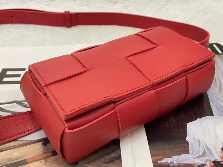 Bottega Veneta Cassette Belt Bag In Red Lambskin