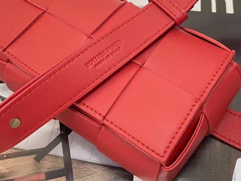 Bottega Veneta Cassette Belt Bag In Red Lambskin