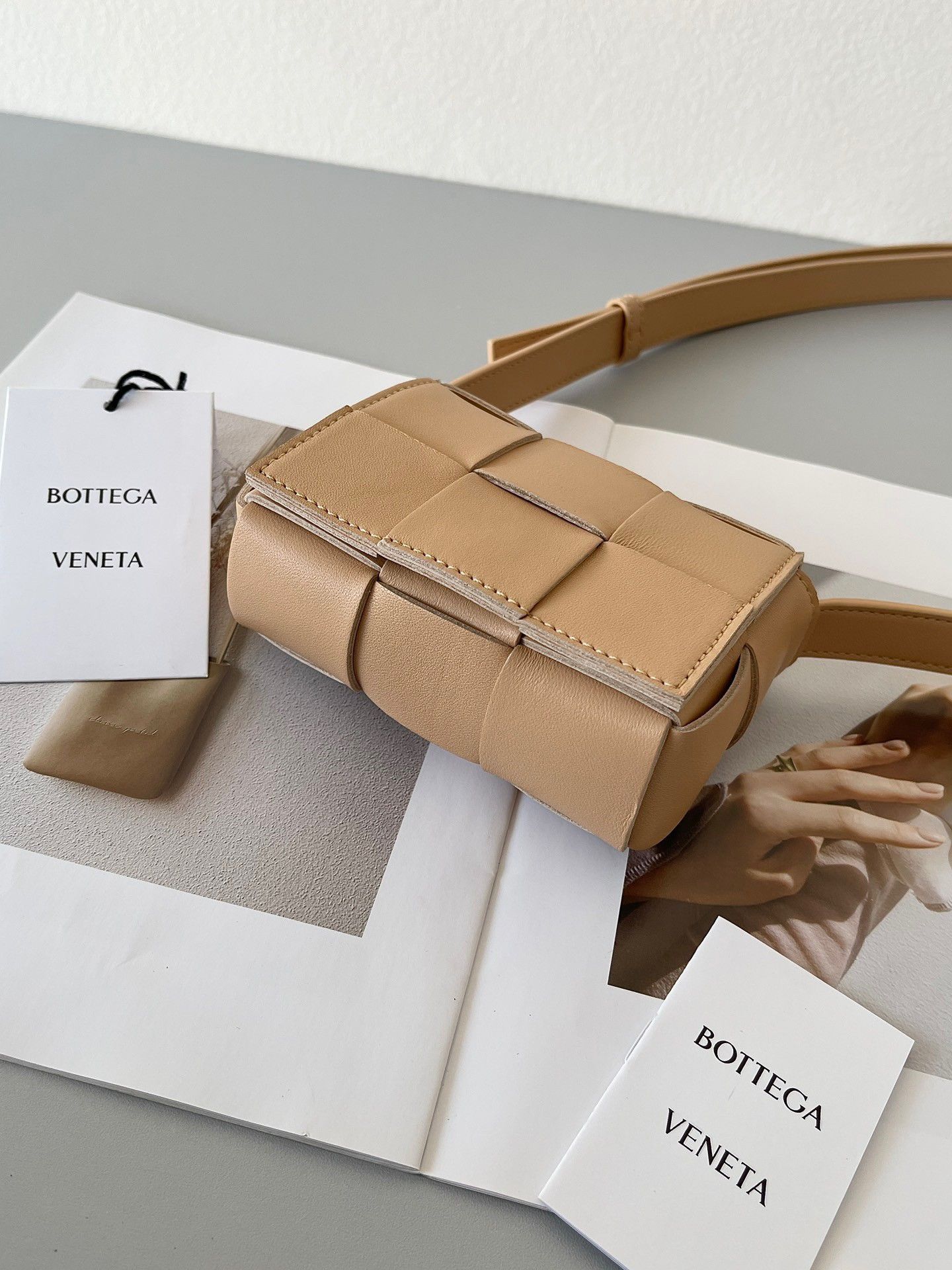 Bottega Veneta Candy Cassette Bag In Almond Lambskin