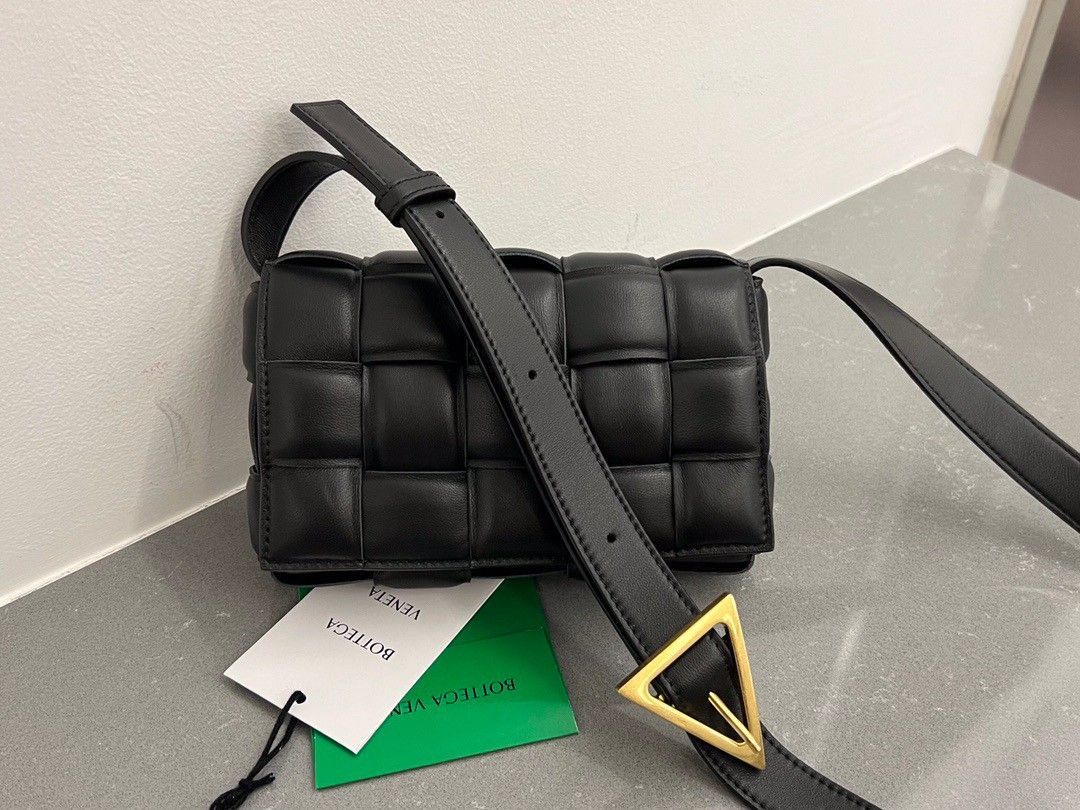 Bottega Veneta Small Padded Cassette Bag In Black Lambskin