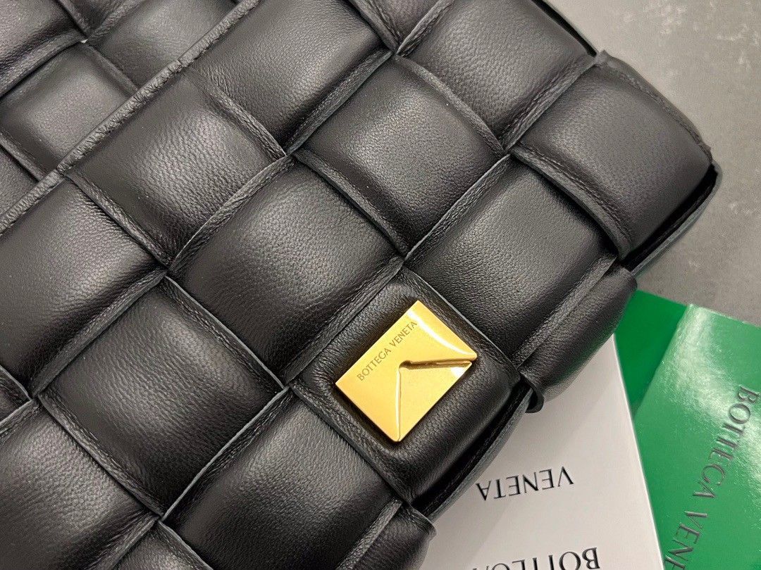 Bottega Veneta Small Padded Cassette Bag In Black Lambskin