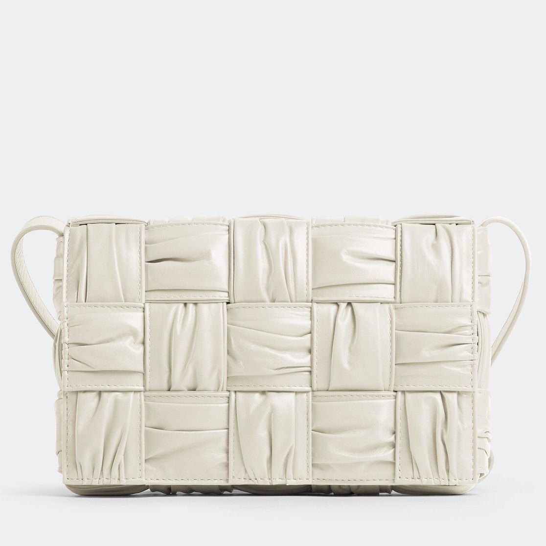 Bottega Veneta Cassette Bag In White Foulard Intreccio Calfskin