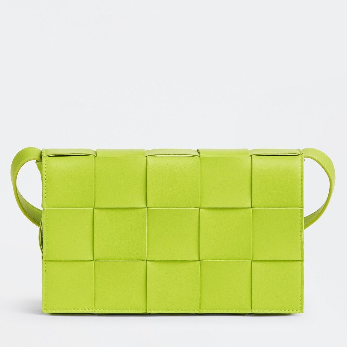 Bottega Veneta Cassett Bag In Acid Kiwi Intreccio Lambskin