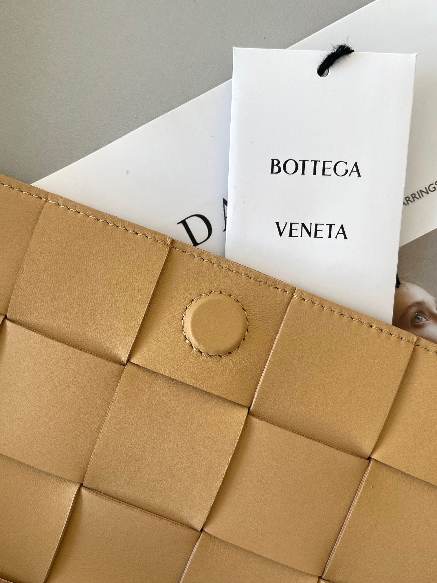 Bottega Veneta Cassette Bag In Almond Intreccio Lambskin