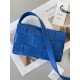 Bottega Veneta Cassette Bag In Blue Intreccio Lambskin