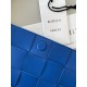 Bottega Veneta Cassette Bag In Blue Intreccio Lambskin