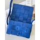 Bottega Veneta Cassette Bag In Blue Intreccio Lambskin