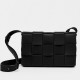 Bottega Veneta Cassette Bag In Black Intreccio Lambskin