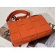 Bottega Veneta Cassette Bag In Orange Intreccio Lambskin