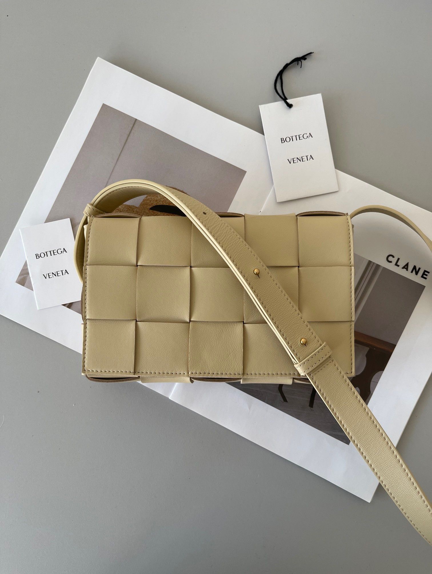 Bottega Veneta Cassette Bag In Porridge Intreccio Lambskin