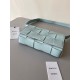 Bottega Veneta Cassett Bag In Teal Washed Intreccio Lambskin