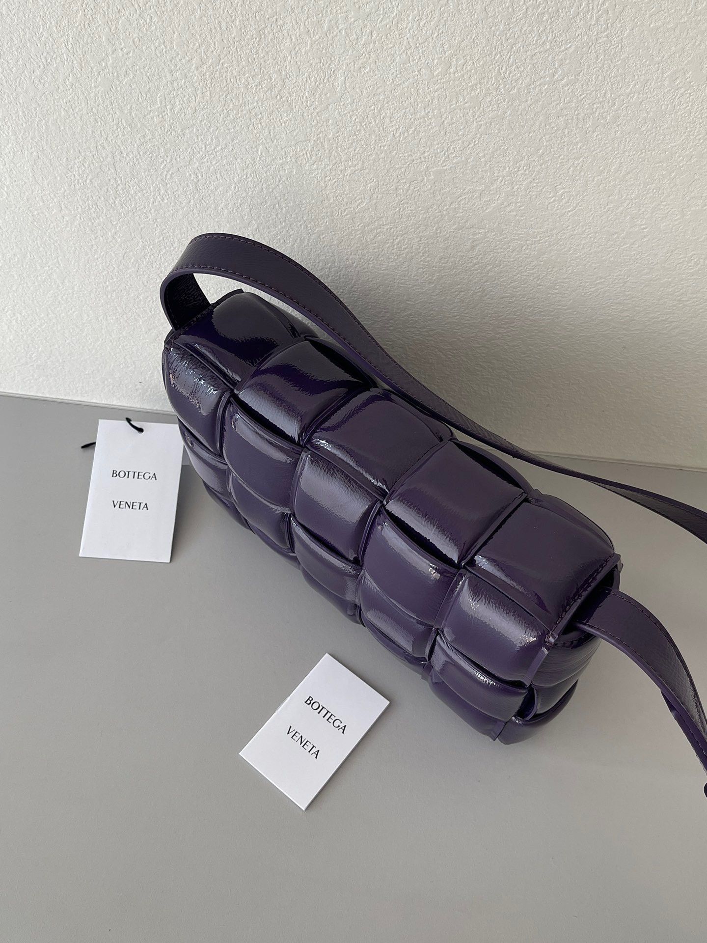 Bottega Veneta Padded Cassette Bag In Purple Intrecciato Deerskin