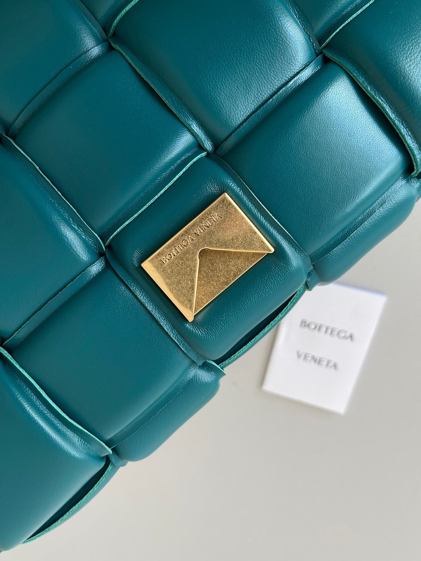 Bottega Veneta Padded Cassette Bag In Mallard Intrecciato Lambskin