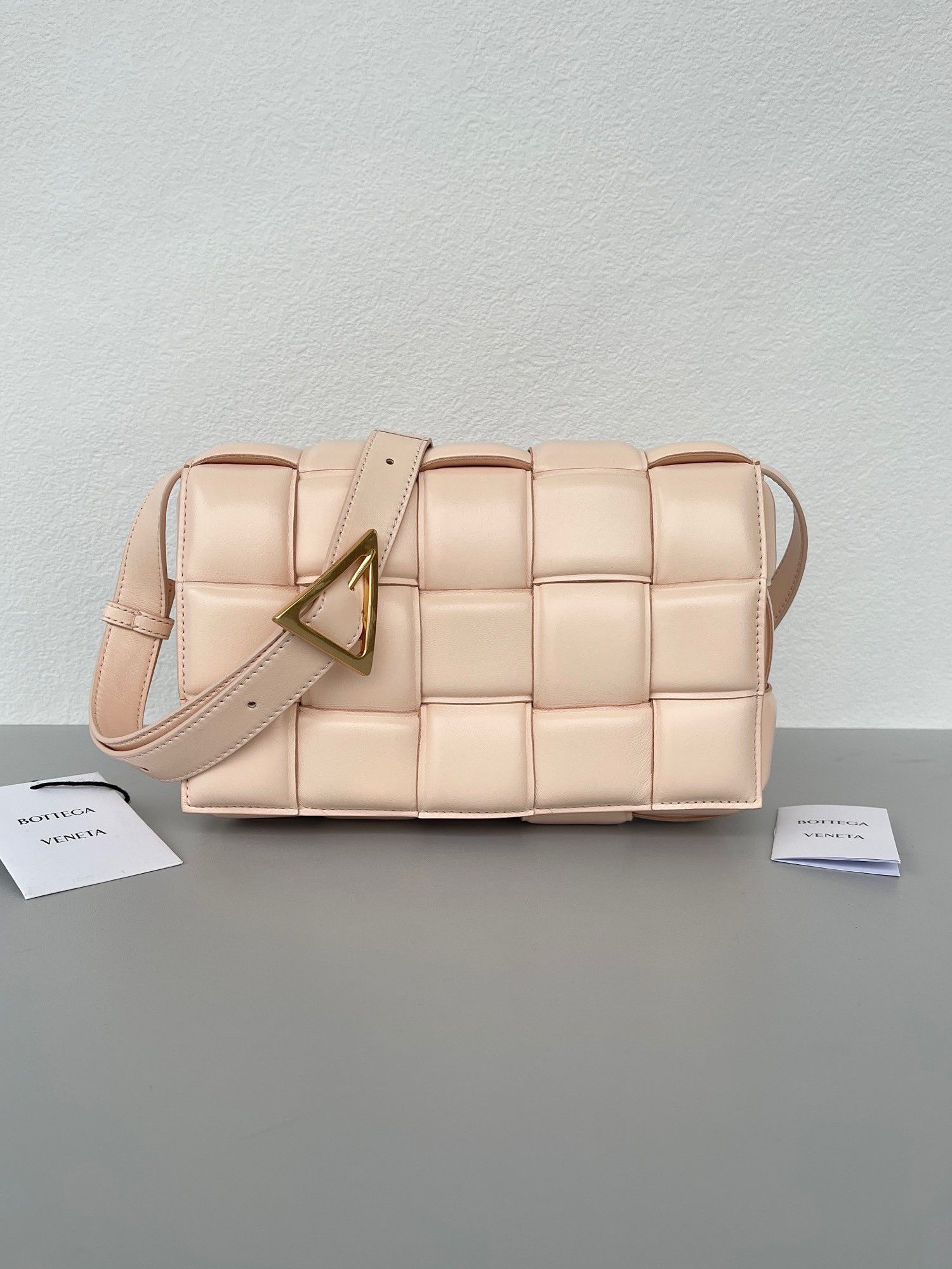 Bottega Veneta Padded Cassette Bag In Melon Intrecciato Lambskin