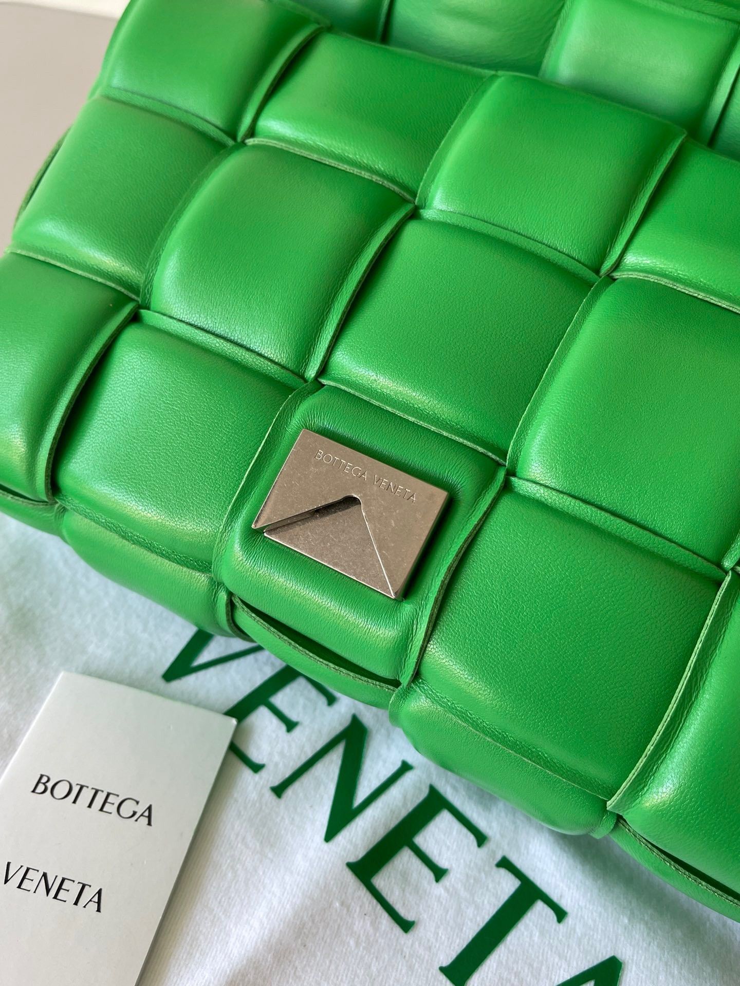 Bottega Veneta Padded Cassette Bag In Parakeet Intrecciato Lambskin