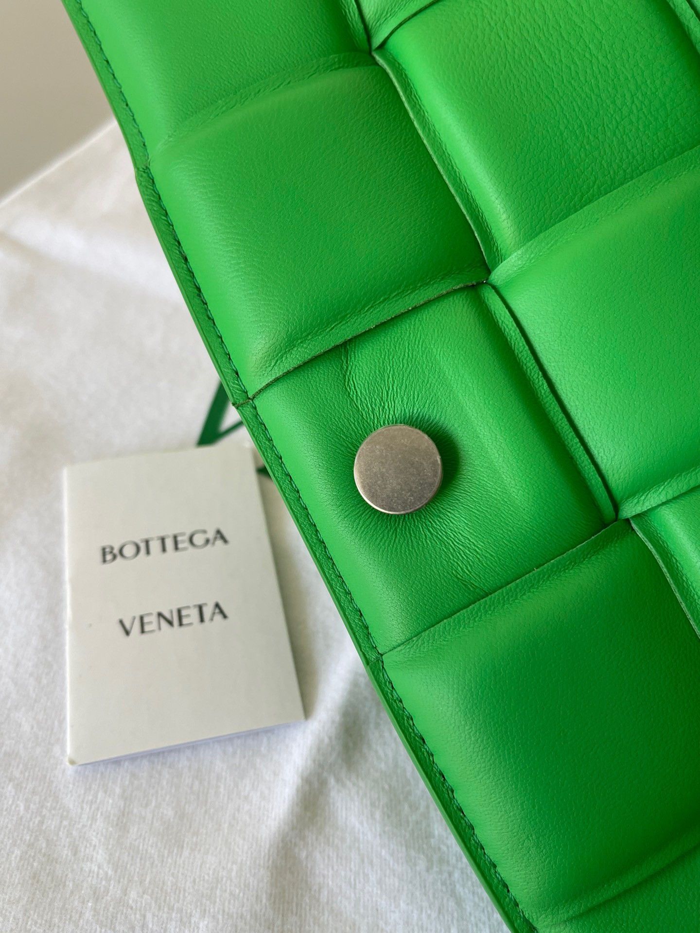 Bottega Veneta Padded Cassette Bag In Parakeet Intrecciato Lambskin