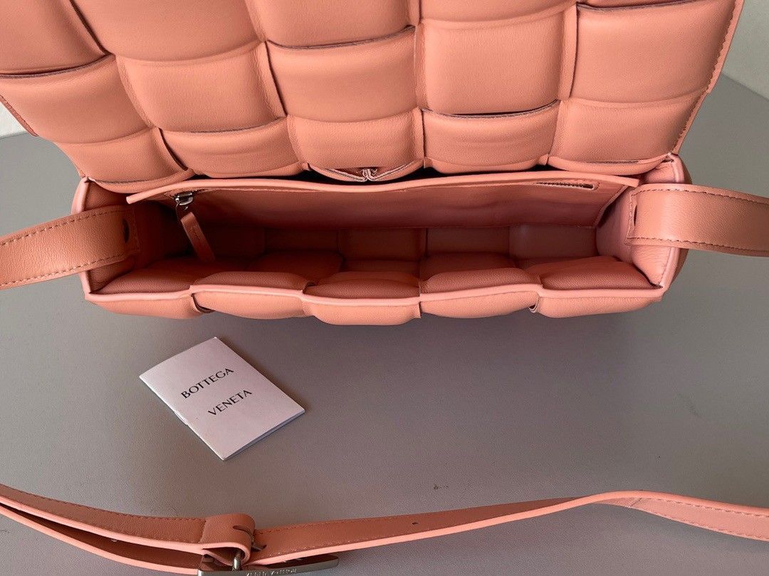 Bottega Veneta Padded Cassette Bag In Peachy Intrecciato Lambskin