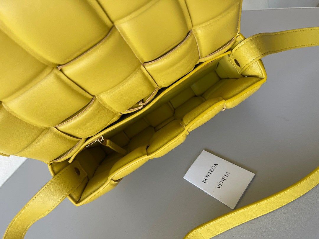 Bottega Veneta Padded Cassette Bag In Yellow Intrecciato Lambskin