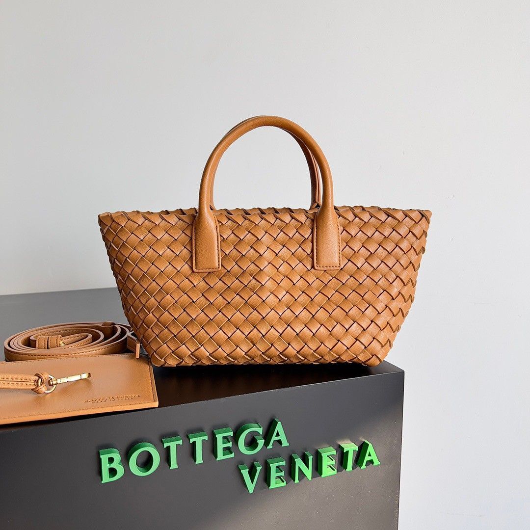 Bottega Veneta Cabat Mini Bag In Caramel Intrecciato Lambskin