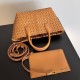 Bottega Veneta Cabat Mini Bag In Caramel Intrecciato Lambskin