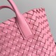 Bottega Veneta Cabat Mini Bag In Pink Intrecciato Lambskin