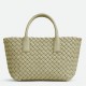 Bottega Veneta Cabat Mini Bag In Travertine Intrecciato Lambskin