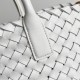 Bottega Veneta Cabat Mini Bag In White Intrecciato Lambskin