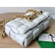 Bottega Veneta Chain Cassette Bag In White Intrecciato Lambskin