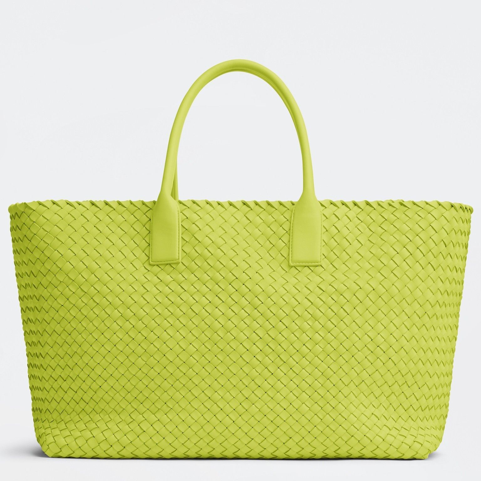 Bottega Veneta Cabat Large Bag In Acid Kiwi Intrecciato Lambskin