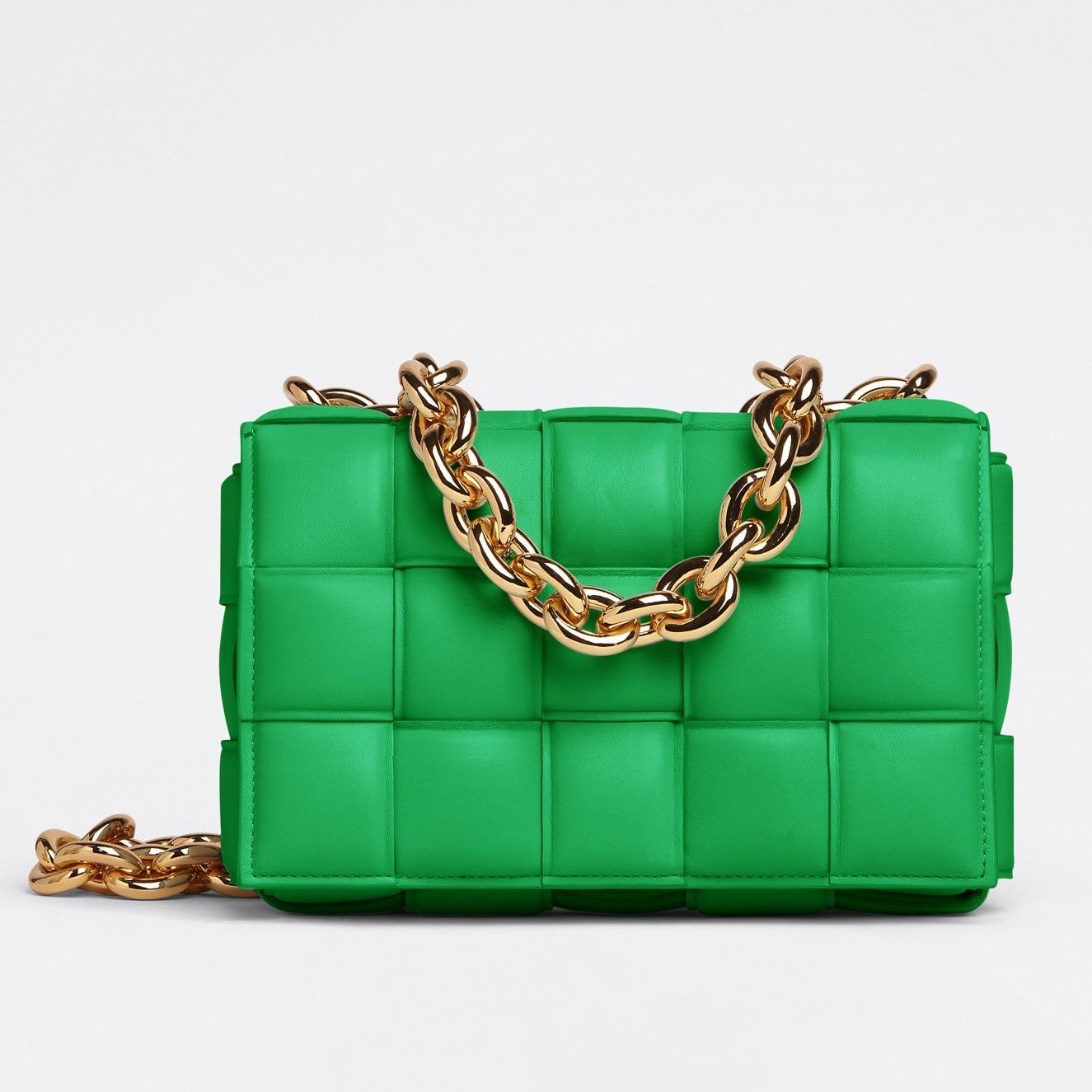 Bottega Veneta Chain Cassette Bag In Parakeet Intrecciato Lambskin