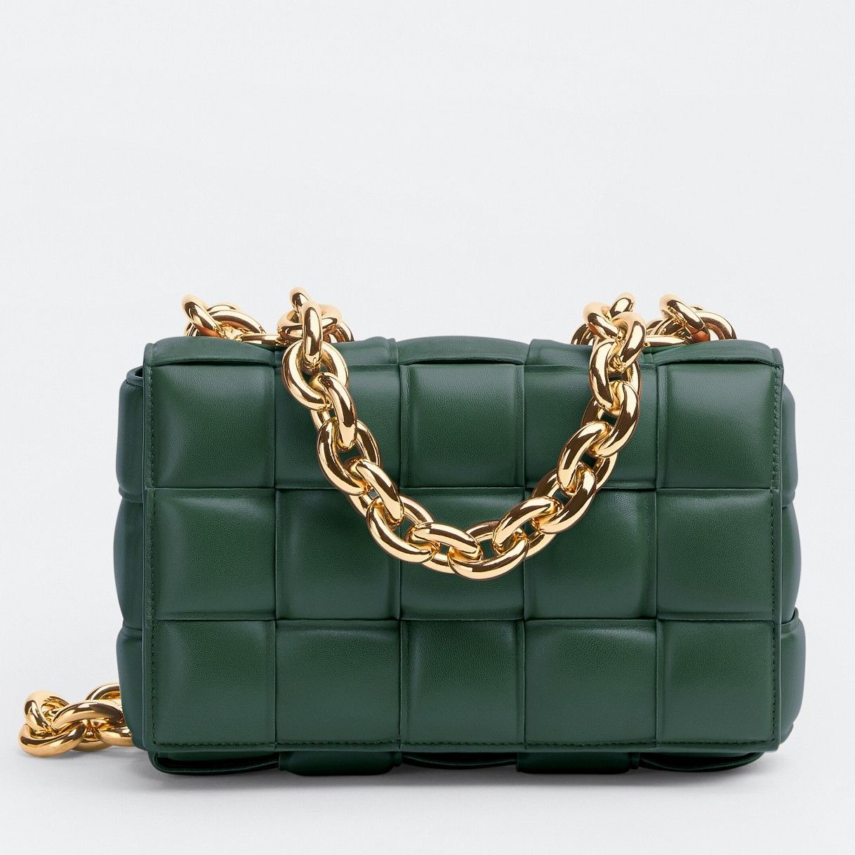 Bottega Veneta Chain Cassette Bag In Raintree Intrecciato Lambskin