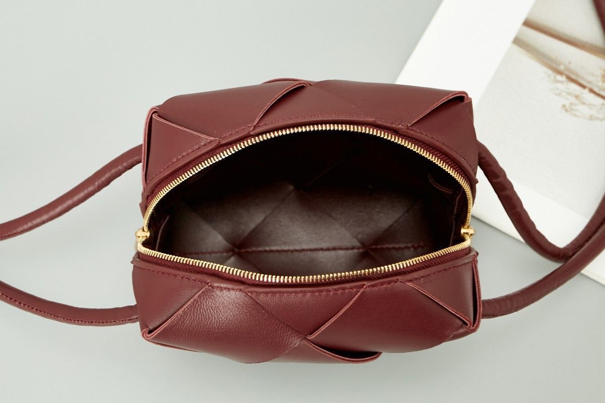 Bottega Veneta Mini Cassette Camera Bag In Bordeaux Lambskin