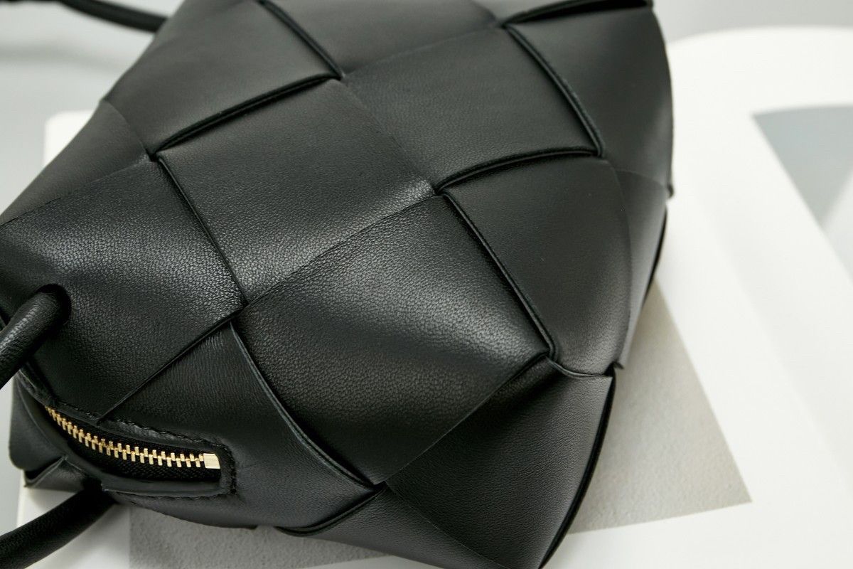 Bottega Veneta Mini Cassette Camera Bag In Black Lambskin