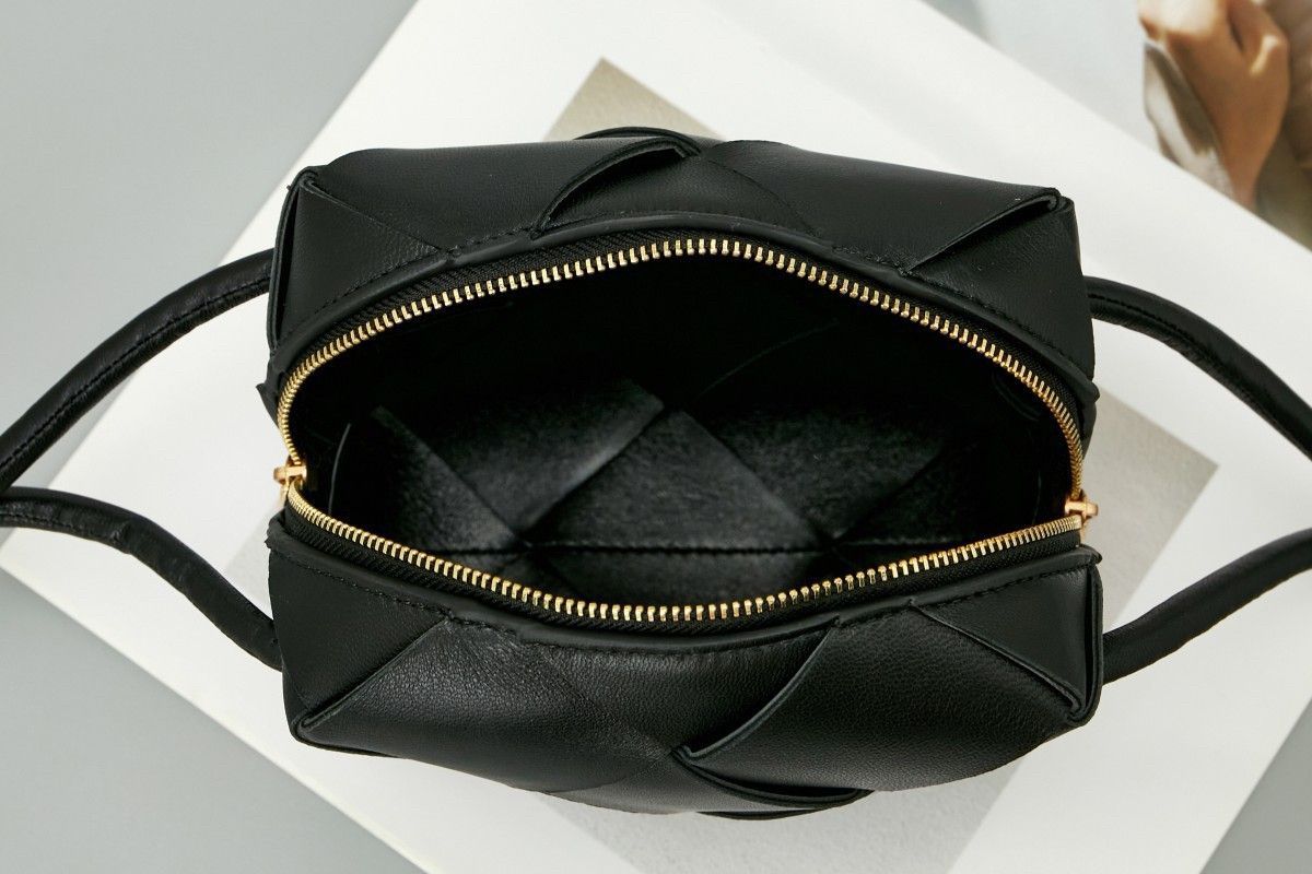 Bottega Veneta Mini Cassette Camera Bag In Black Lambskin