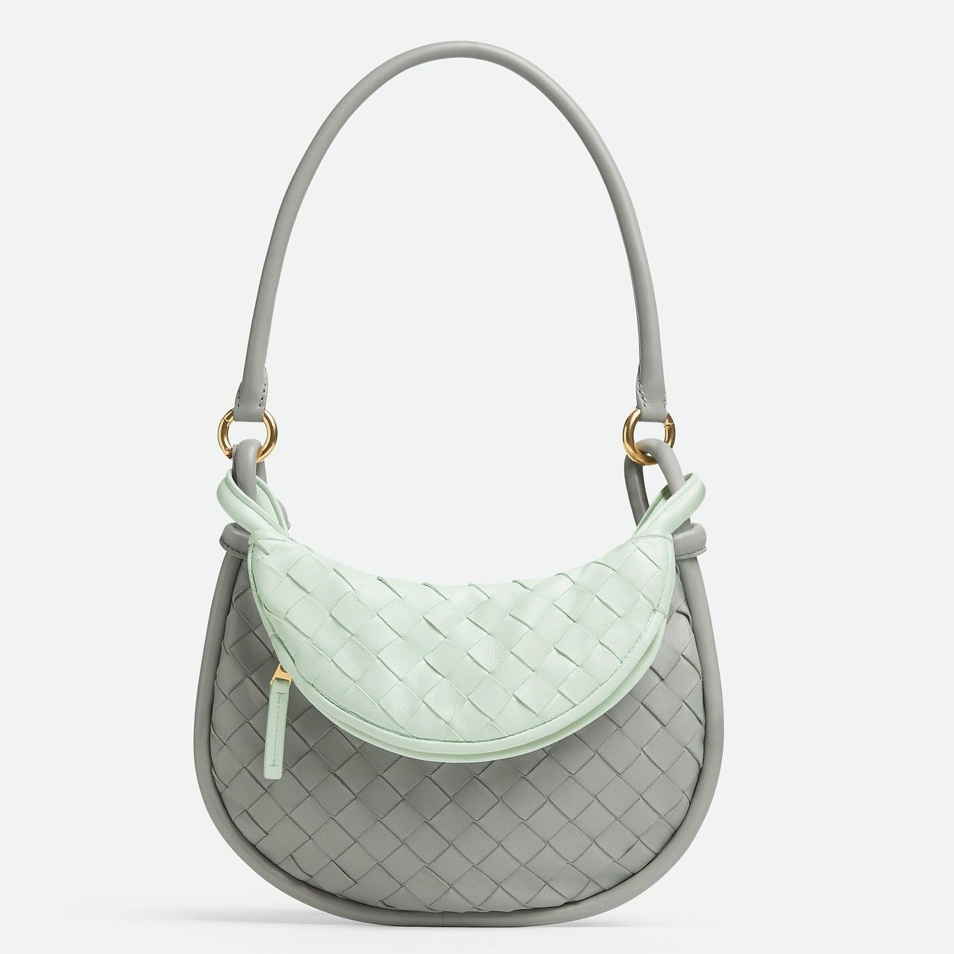 Bottega Veneta Gemelli Small Bag in Grey/Glacier Intrecciato Lambskin