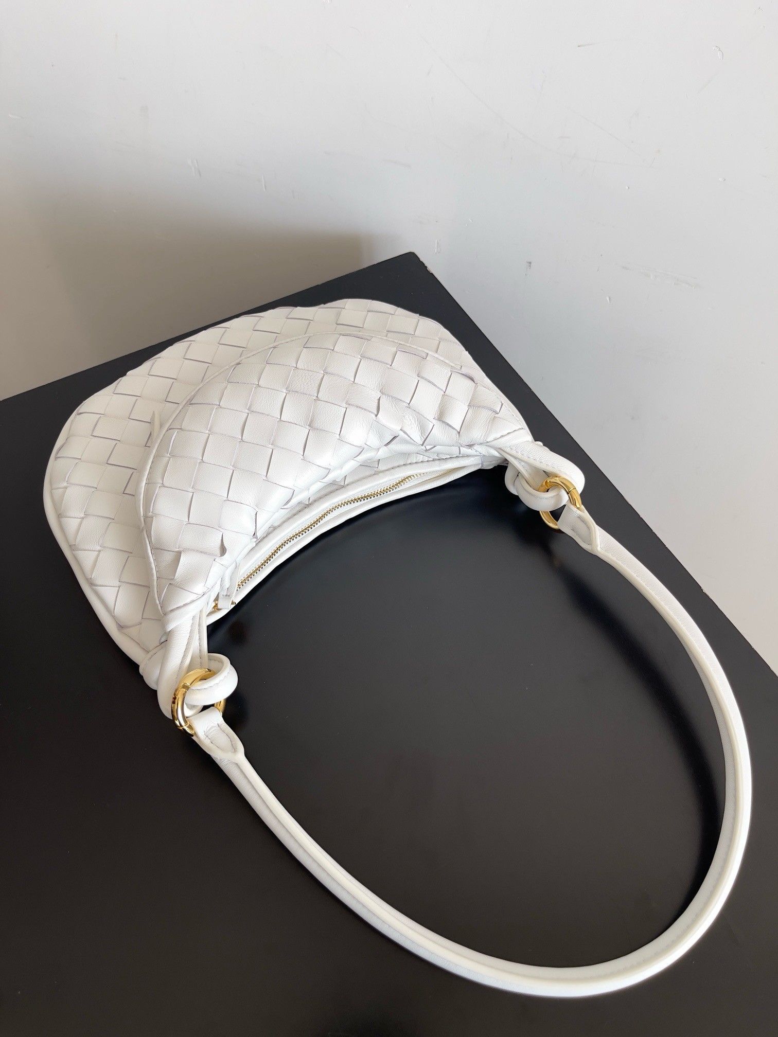 Bottega Veneta Gemelli Small Bag in White Intrecciato Lambskin