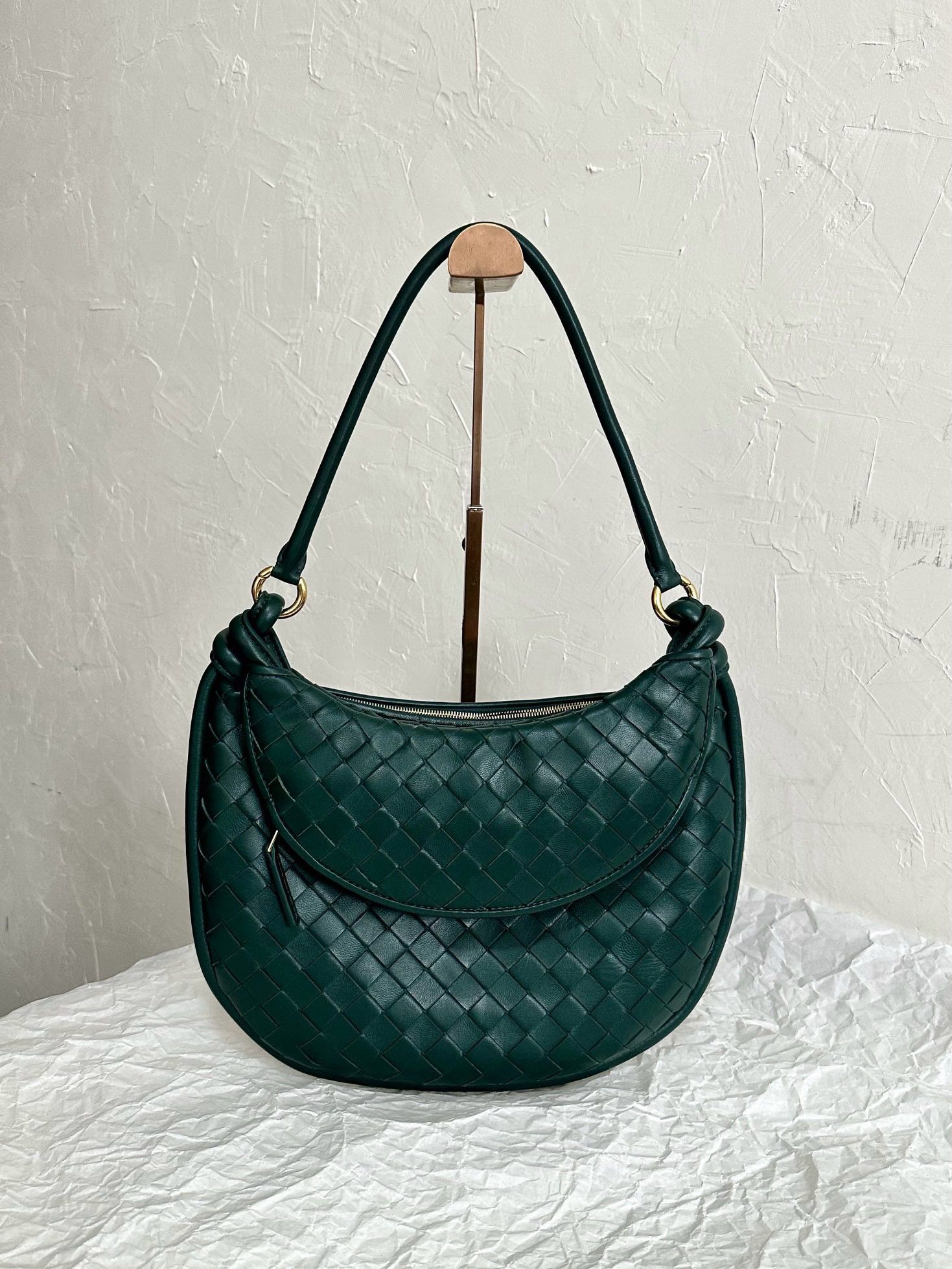 Bottega Veneta Gemelli Medium Bag in Emerald Green Intrecciato Lambskin