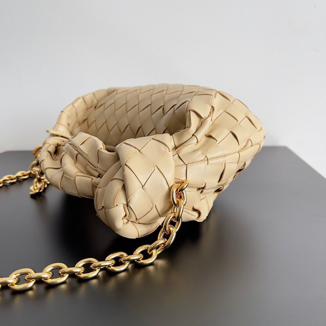 Bottega Veneta Mini Jodie Chain Bag In Porridge Intrecciato Lambskin